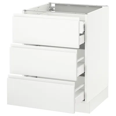 Ikea Sektion Base Cabinet W/3 Fronts & 4 Drawers, White Maximera/voxtorp Matte White, 24x24x30 "