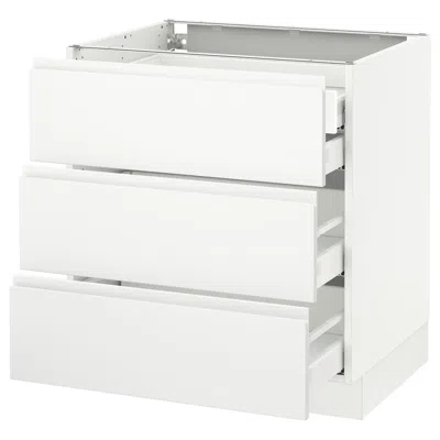 Ikea Sektion Base Cabinet W/3 Fronts & 4 Drawers, White Maximera/voxtorp Matte White, 30x24x30 "