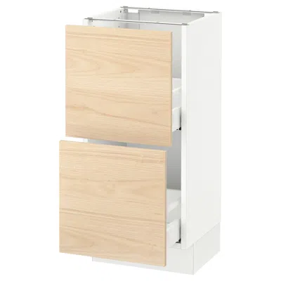 Ikea Sektion Base Cabinet With 2 Drawers, White Maximera/askersund Light Ash Effect, 15x15x30 "