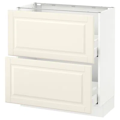 Ikea Sektion Base Cabinet With 2 Drawers, White Maximera/bodbyn Off-white, 30x15x30 " In Neutral