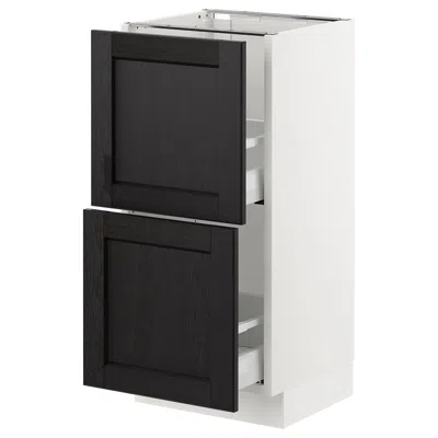 Ikea Sektion Base Cabinet With 2 Drawers, White Maximera/lerhyttan Black Stained, 15x15x30 "