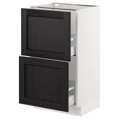 Ikea Sektion Base Cabinet With 2 Drawers, White Maximera/lerhyttan Black Stained, 18x15x30 "