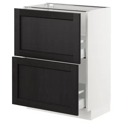Ikea Sektion Base Cabinet With 2 Drawers, White Maximera/lerhyttan Black Stained, 24x15x30 "