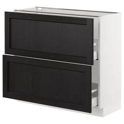 Ikea Sektion Base Cabinet With 2 Drawers, White Maximera/lerhyttan Black Stained, 36x15x30 "