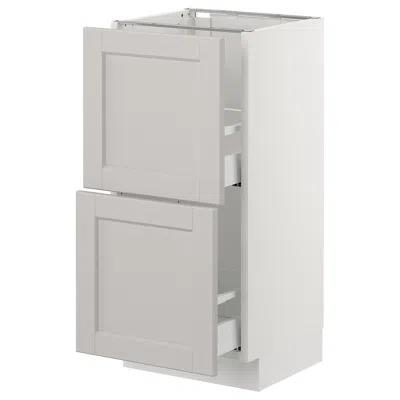Ikea Sektion Base Cabinet With 2 Drawers, White Maximera/lerhyttan Light Gray, 15x15x30 "