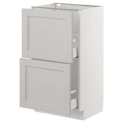 Ikea Sektion Base Cabinet With 2 Drawers, White Maximera/lerhyttan Light Gray, 18x15x30 "
