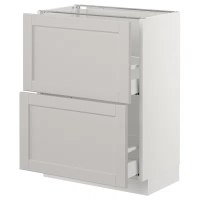 Ikea Sektion Base Cabinet With 2 Drawers, White Maximera/lerhyttan Light Gray, 24x15x30 "