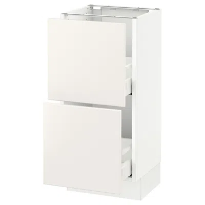 Ikea Sektion Base Cabinet With 2 Drawers, White Maximera/veddinge White, 15x15x30 "