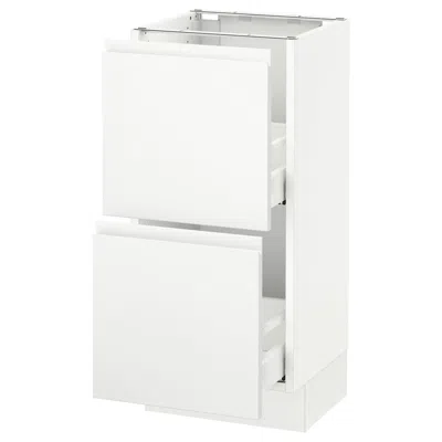 Ikea Sektion Base Cabinet With 2 Drawers, White Maximera/voxtorp Matte White, 15x15x30 "