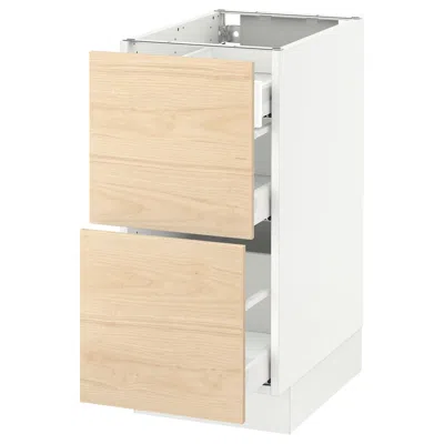 Ikea Sektion Base Cabinet With 2 Fronts/3 Drawers, White Maximera/askersund Light Ash Effect, 15x24x30 "