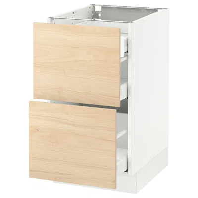 Ikea Sektion Base Cabinet With 2 Fronts/3 Drawers, White Maximera/askersund Light Ash Effect, 18x24x30 "