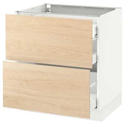 Ikea Sektion Base Cabinet With 2 Fronts/3 Drawers, White Maximera/askersund Light Ash Effect, 30x24x30 "