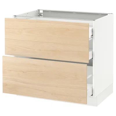 Ikea Sektion Base Cabinet With 2 Fronts/3 Drawers, White Maximera/askersund Light Ash Effect, 36x24x30 "