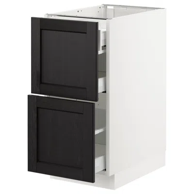 Ikea Sektion Base Cabinet With 2 Fronts/3 Drawers, White Maximera/lerhyttan Black Stained, 15x24x30 "