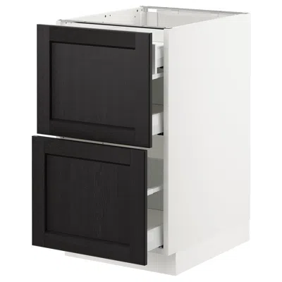 Ikea Sektion Base Cabinet With 2 Fronts/3 Drawers, White Maximera/lerhyttan Black Stained, 18x24x30 "