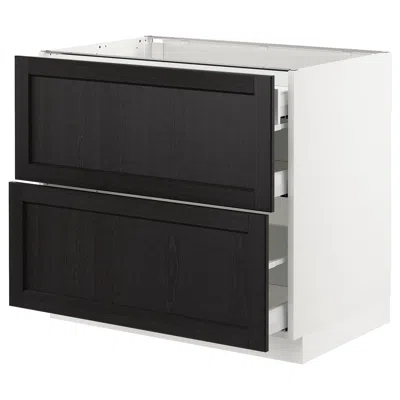 Ikea Sektion Base Cabinet With 2 Fronts/3 Drawers, White Maximera/lerhyttan Black Stained, 36x24x30 "