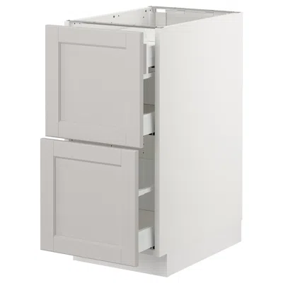 Ikea Sektion Base Cabinet With 2 Fronts/3 Drawers, White Maximera/lerhyttan Light Gray, 15x24x30 "