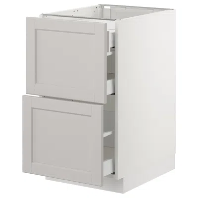 Ikea Sektion Base Cabinet With 2 Fronts/3 Drawers, White Maximera/lerhyttan Light Gray, 18x24x30 "
