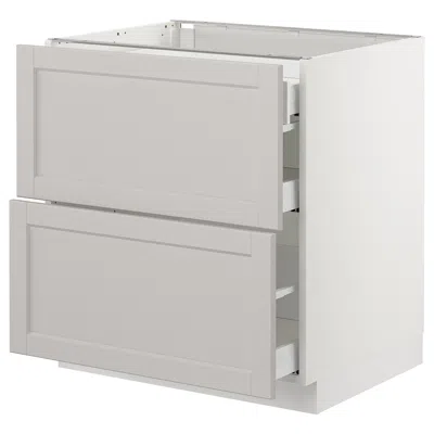 Ikea Sektion Base Cabinet With 2 Fronts/3 Drawers, White Maximera/lerhyttan Light Gray, 30x24x30 "