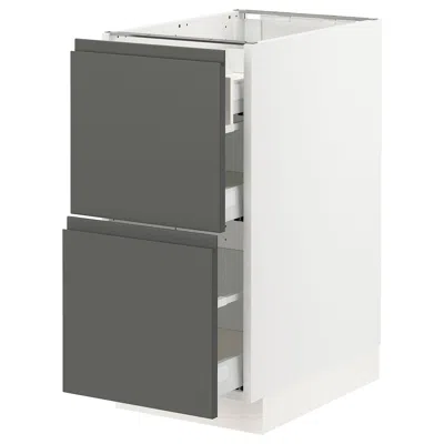 Ikea Sektion Base Cabinet With 2 Fronts/3 Drawers, White Maximera/voxtorp Dark Gray, 15x24x30 "