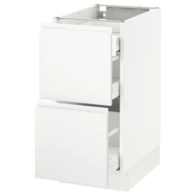 Ikea Sektion Base Cabinet With 2 Fronts/3 Drawers, White Maximera/voxtorp Matte White, 15x24x30 "