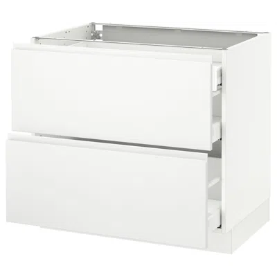 Ikea Sektion Base Cabinet With 2 Fronts/3 Drawers, White Maximera/voxtorp Matte White, 36x24x30 "