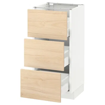 Ikea Sektion Base Cabinet With 3 Drawers, White Maximera/askersund Light Ash Effect, 15x15x30 "