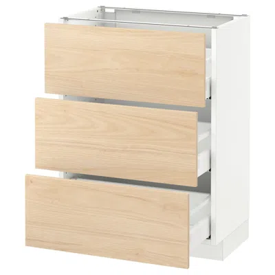 Ikea Sektion Base Cabinet With 3 Drawers, White Maximera/askersund Light Ash Effect, 24x15x30 "