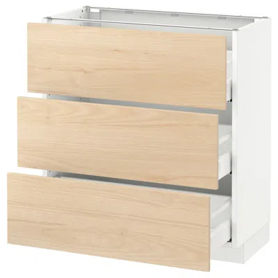 Ikea Sektion Base Cabinet With 3 Drawers, White Maximera/askersund Light Ash Effect, 30x15x30 "