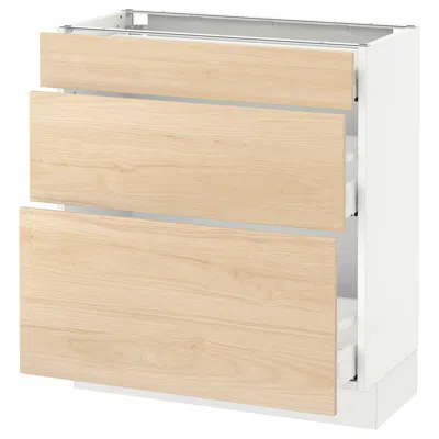 Ikea Sektion Base Cabinet With 3 Drawers, White Maximera/askersund Light Ash Effect, 30x15x30 "