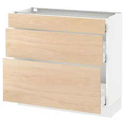 Ikea Sektion Base Cabinet With 3 Drawers, White Maximera/askersund Light Ash Effect, 36x15x30 "