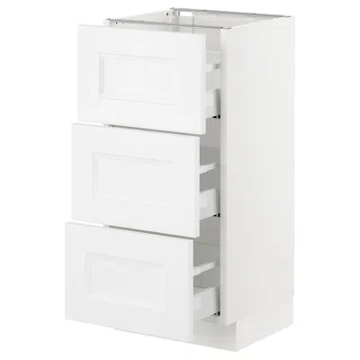Ikea Sektion Base Cabinet With 3 Drawers, White Maximera/axstad Matte White, 15x15x30 "