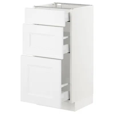 Ikea Sektion Base Cabinet With 3 Drawers, White Maximera/axstad Matte White, 15x15x30 "