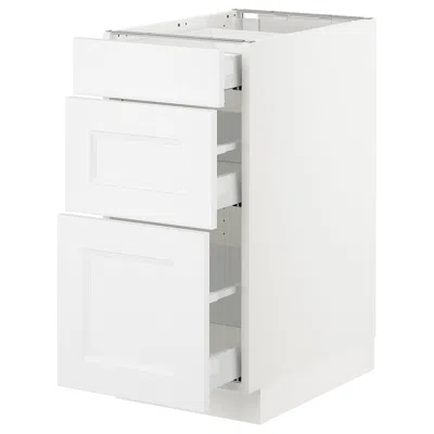 Ikea Sektion Base Cabinet With 3 Drawers, White Maximera/axstad Matte White, 15x24x30 "