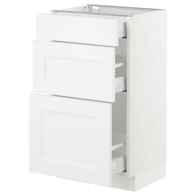 Ikea Sektion Base Cabinet With 3 Drawers, White Maximera/axstad Matte White, 18x15x30 "