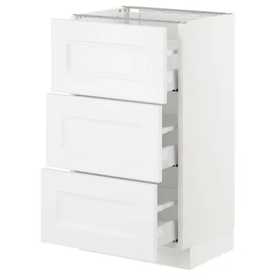 Ikea Sektion Base Cabinet With 3 Drawers, White Maximera/axstad Matte White, 18x15x30 "