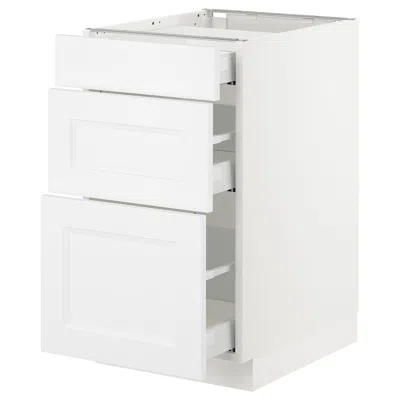 Ikea Sektion Base Cabinet With 3 Drawers, White Maximera/axstad Matte White, 18x24x30 "