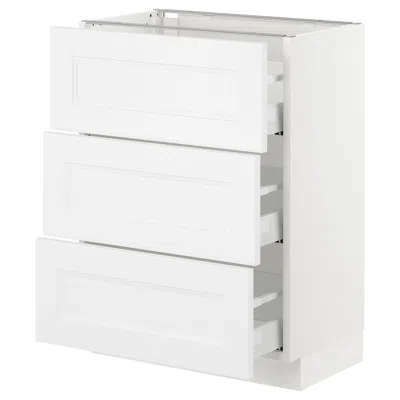Ikea Sektion Base Cabinet With 3 Drawers, White Maximera/axstad Matte White, 24x15x30 "