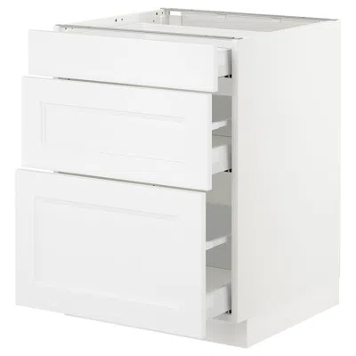 Ikea Sektion Base Cabinet With 3 Drawers, White Maximera/axstad Matte White, 24x24x30 "