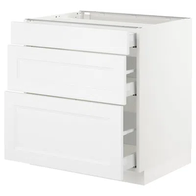 Ikea Sektion Base Cabinet With 3 Drawers, White Maximera/axstad Matte White, 30x24x30 "