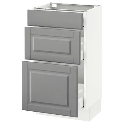Ikea Sektion Base Cabinet With 3 Drawers, White Maximera/bodbyn Gray, 18x15x30 "
