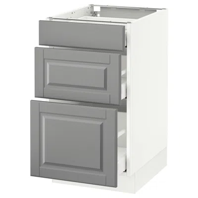 Ikea Sektion Base Cabinet With 3 Drawers, White Maximera/bodbyn Gray, 18x24x30 "