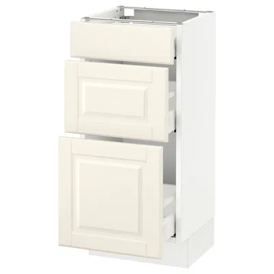 Ikea Sektion Base Cabinet With 3 Drawers, White Maximera/bodbyn Off-white, 15x15x30 "