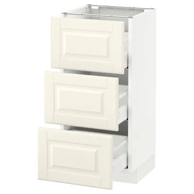 Ikea Sektion Base Cabinet With 3 Drawers, White Maximera/bodbyn Off-white, 15x15x30 "