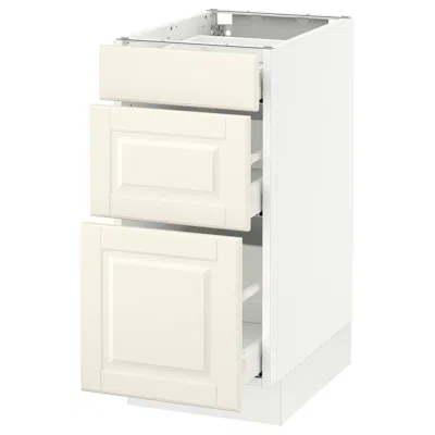 Ikea Sektion Base Cabinet With 3 Drawers, White Maximera/bodbyn Off-white, 15x24x30 "