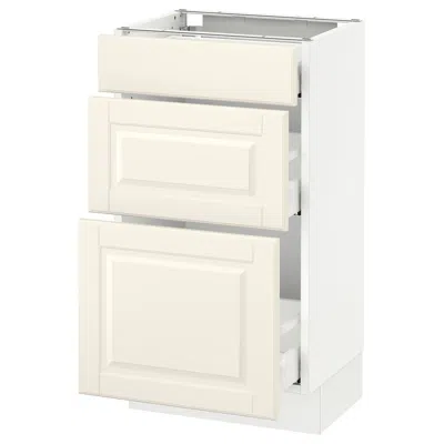 Ikea Sektion Base Cabinet With 3 Drawers, White Maximera/bodbyn Off-white, 18x15x30 "