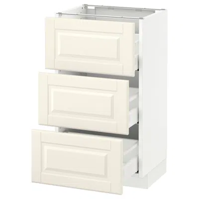 Ikea Sektion Base Cabinet With 3 Drawers, White Maximera/bodbyn Off-white, 18x15x30 "