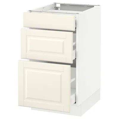 Ikea Sektion Base Cabinet With 3 Drawers, White Maximera/bodbyn Off-white, 18x24x30 "