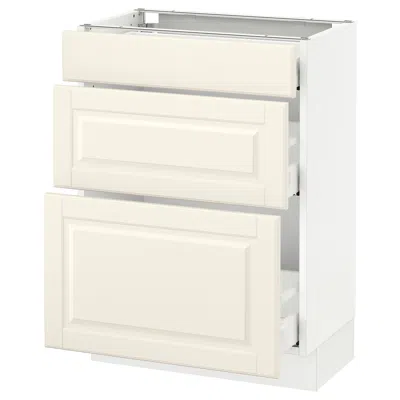 Ikea Sektion Base Cabinet With 3 Drawers, White Maximera/bodbyn Off-white, 24x15x30 "