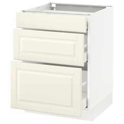 Ikea Sektion Base Cabinet With 3 Drawers, White Maximera/bodbyn Off-white, 24x24x30 "